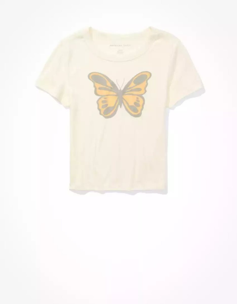 T Shirts American Eagle AE Hey Baby Tee Blanche Femme | GOL-50524674